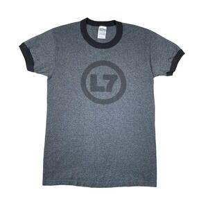 Vintage L7 Band Tee Mens Small grey and black ringer t-shirt punk